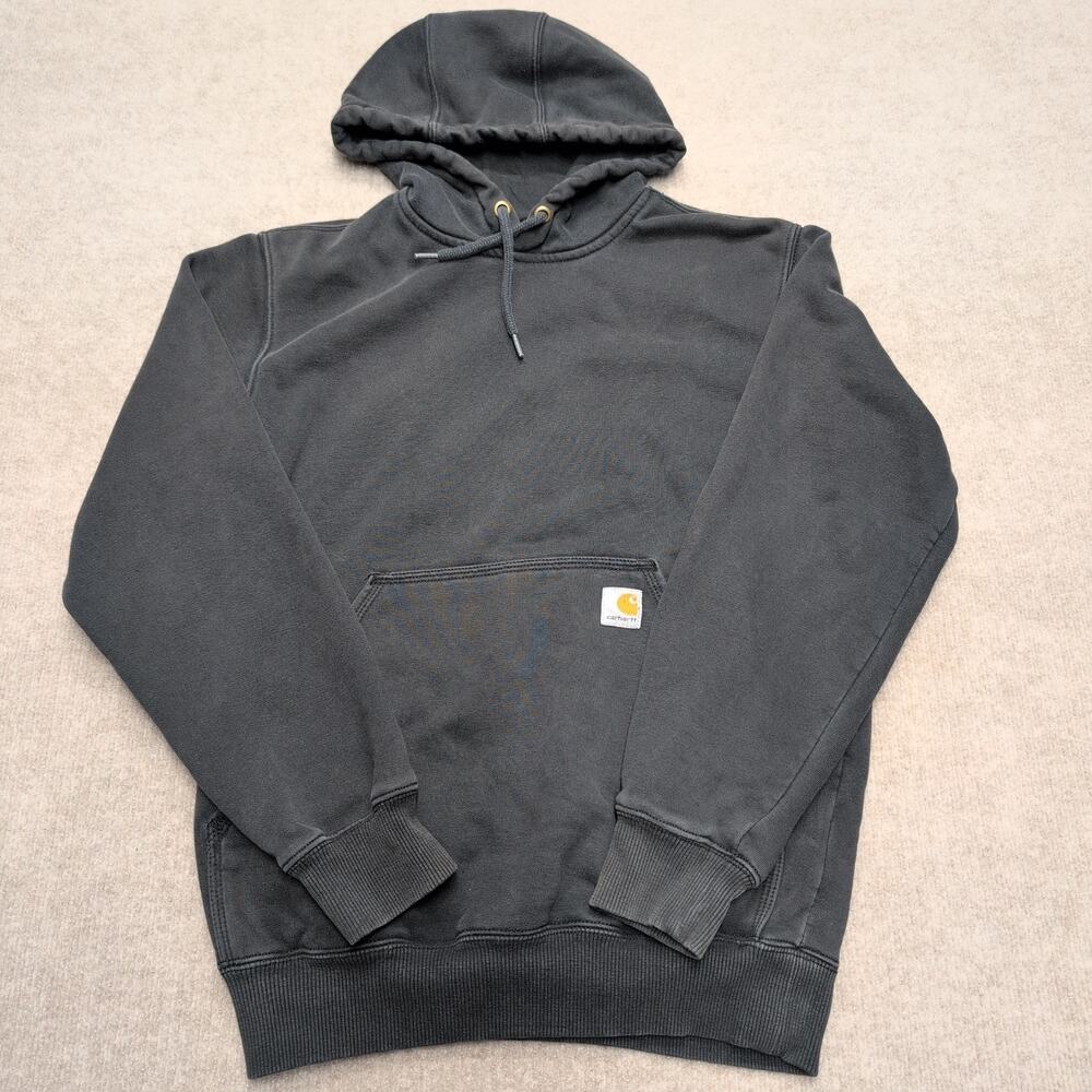 Carhartt Men's Black Hoodie Sweatshirt Pullover Distressed Size Small
